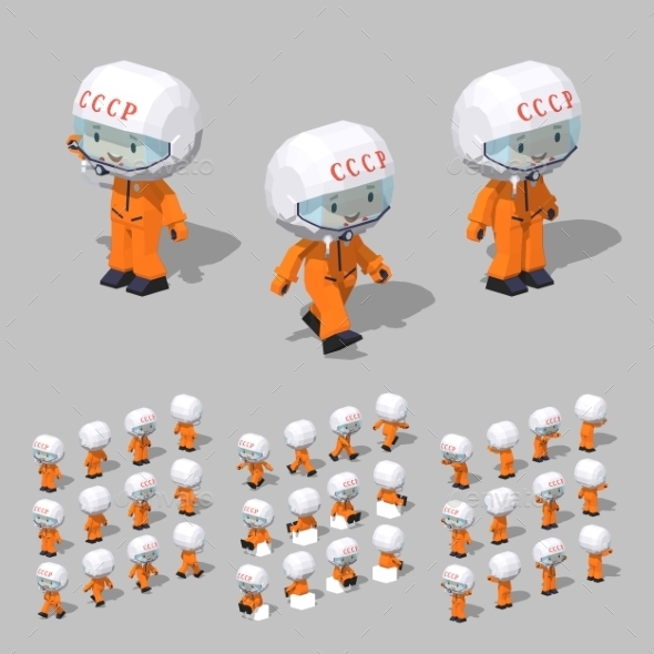 Low Poly Soviet Cosmonaut - People Characters