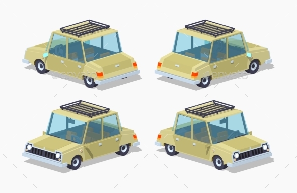 Old Beige Sedan - Man-made Objects Objects