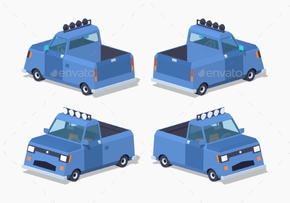Blue Pickup Truck - Man-made Objects Objects