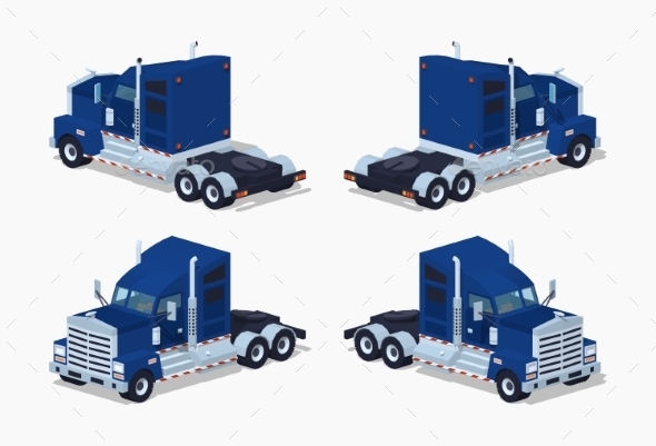 Dark-blue Heavy American Truck - Man-made Objects Objects