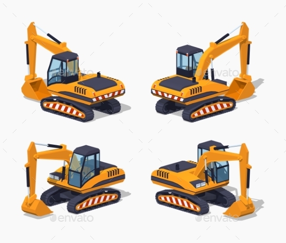 Yellow Excavator. Special Machinery - Man-made Objects Objects