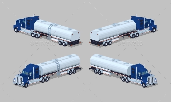 Dark-blue Heavy Truck With Silver Tank-trailer - Man-made Objects Objects