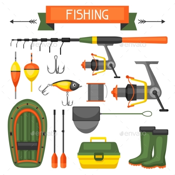 Set of Fishing Supplies - Sports/Activity Conceptual
