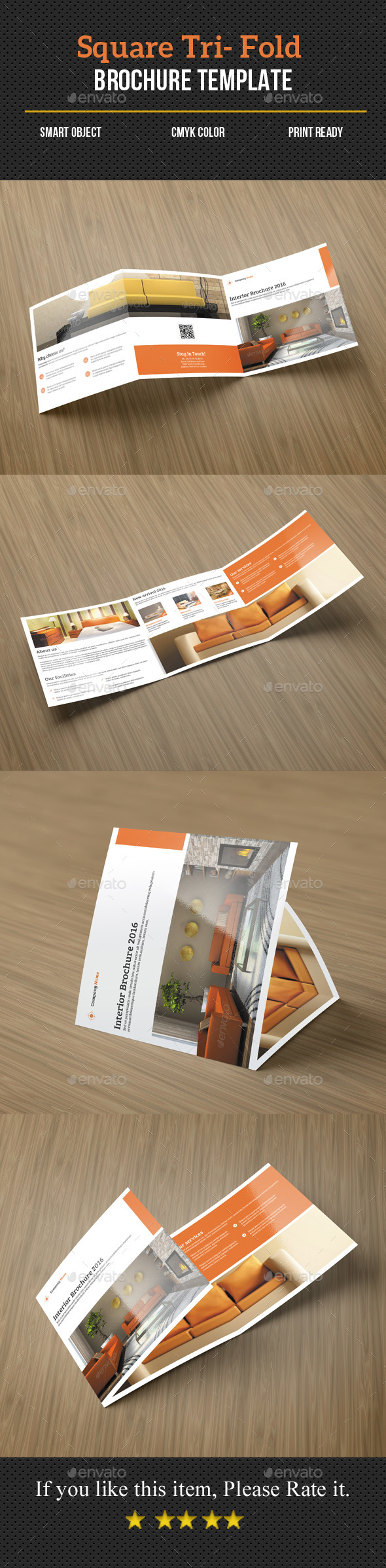 Square Tri-Fold Interior Brochure - Corporate Brochures