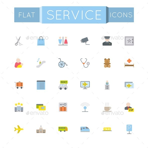 Flat Service Icons - Services Commercial / Shopping