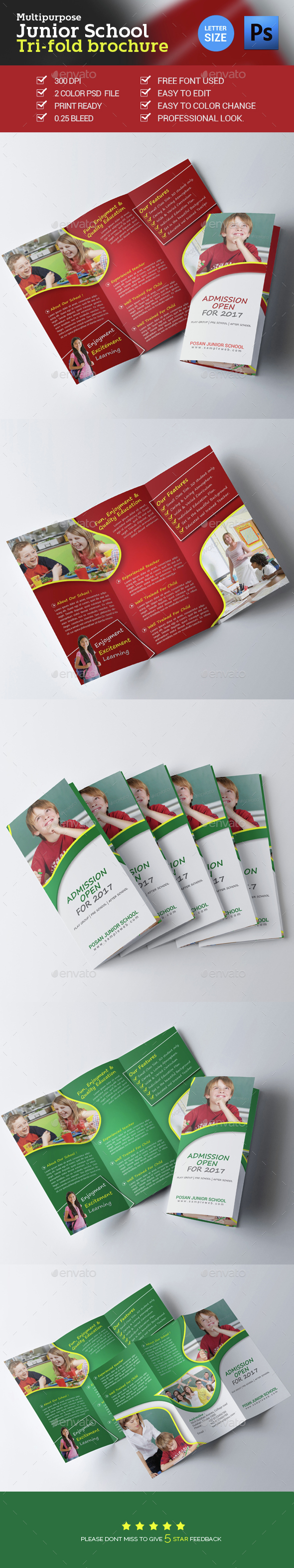 Junior School Admission Trifold Brochure - Brochures Print Templates
