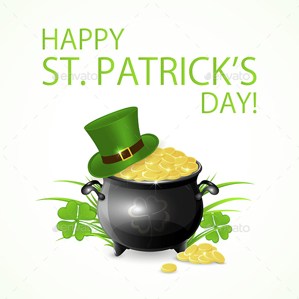 pot of gold and hat of leprechaun by losw graphicriver
