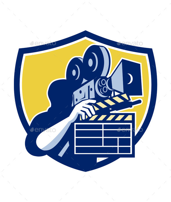 Cameraman Vintage Movie Camera Shield - People Characters