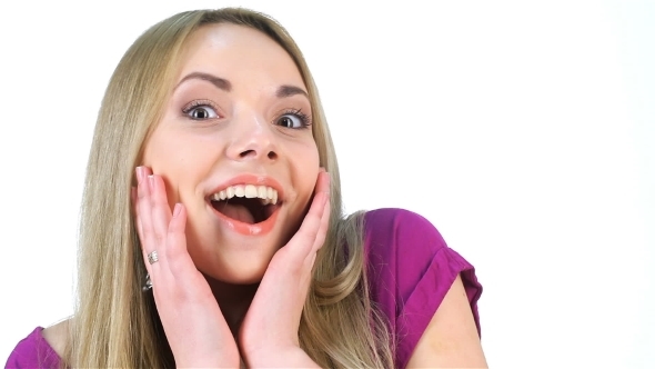 Caucasian Girl Showing Surprise, Stock Footage 