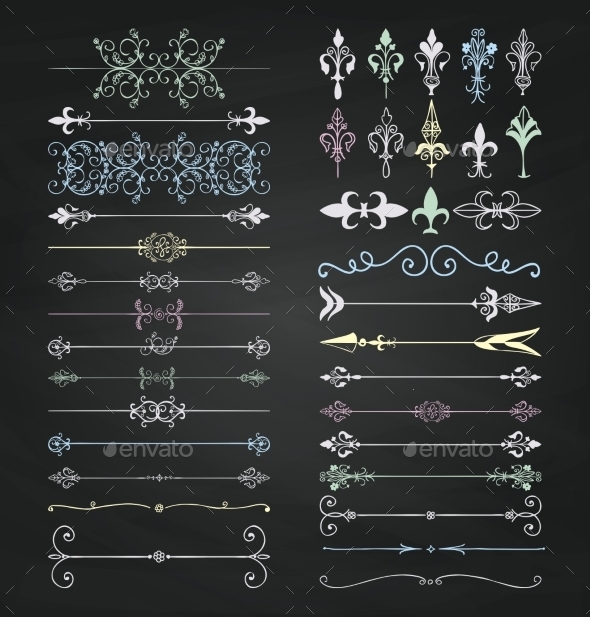 Chalk Drawing Colorful Hand Dividers - Borders Decorative