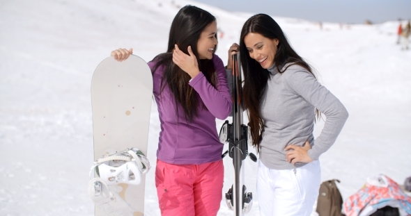 Two Young Women On a Winter Vacation alt