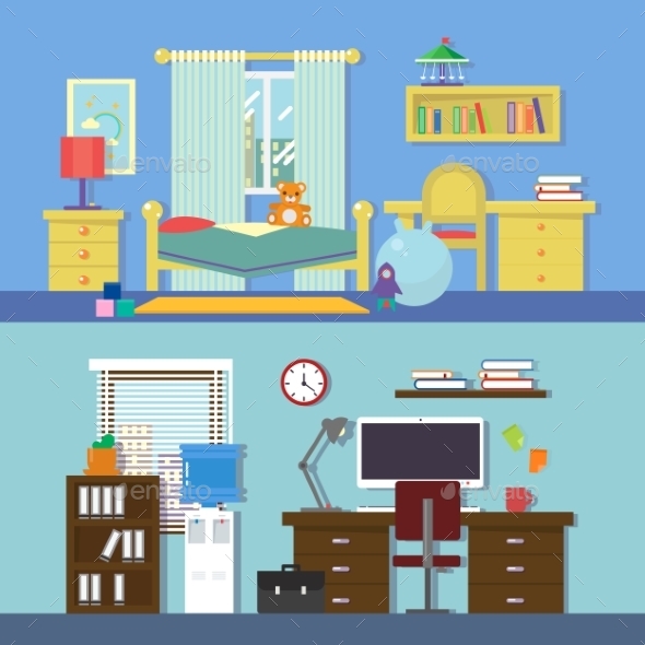 Flat Illustration Banners Set Abstract - Computers Technology
