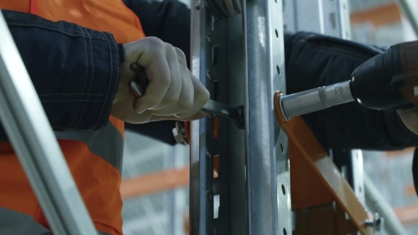 Men Work-worn Hands With a Wrench Tighten The Bolt, Stock Footage ...