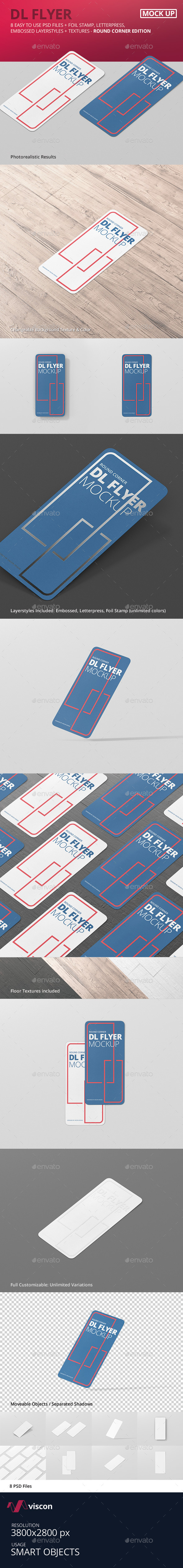 DL Vertical Flyer Round Corner Mockup - Flyers Print
