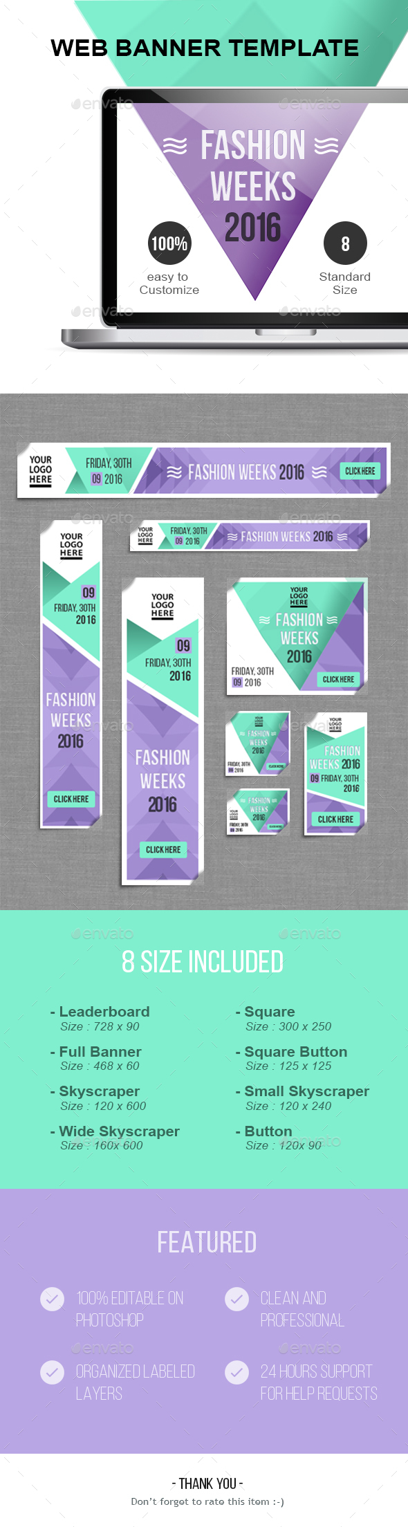 Fashion Weeks Baner Template - Banners & Ads Web Elements