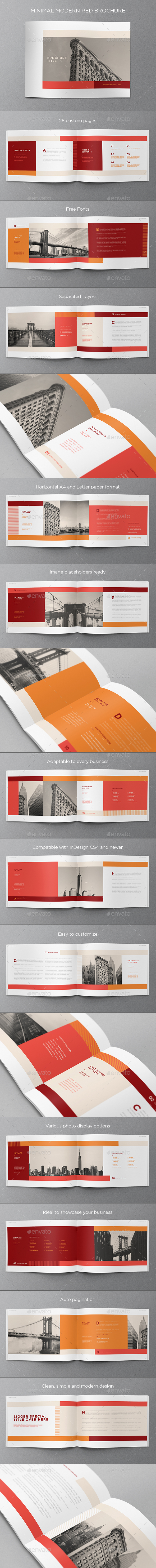 Minimal Modern Red Brochure - Brochures Print Templates