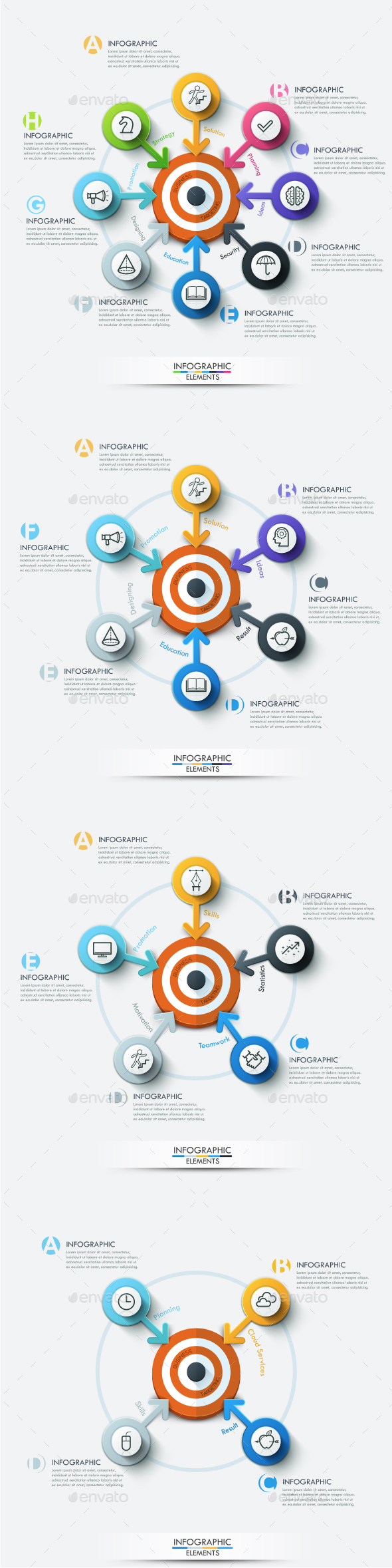 Modern Infographic Target Marketing Concept (4 Items)