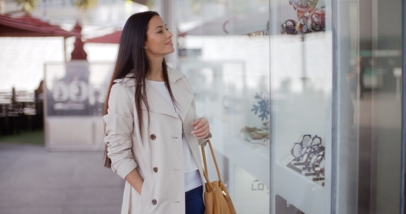 Stylish Young Woman Browsing In a Shopping Mall alt