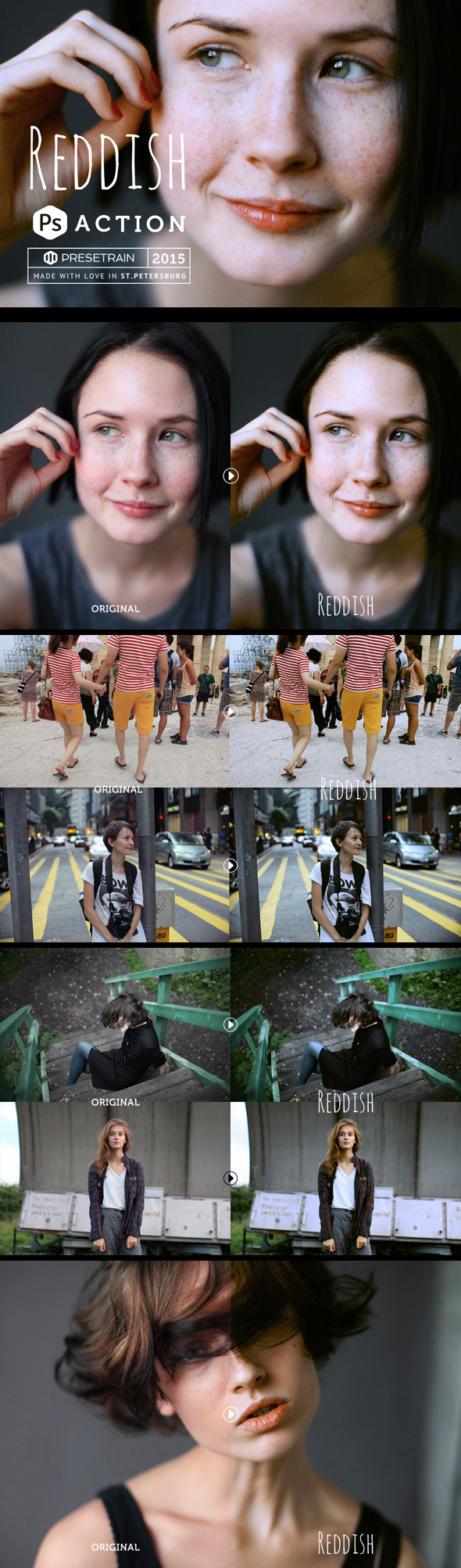 Reddish Photoshop Action - Subtle Natural Process - Photo Effects Actions