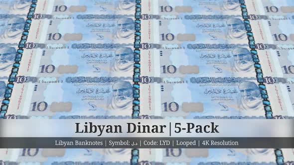 Libyan Dinar | Libya Currency - 5 Pack | 4K Resolution | Looped alt