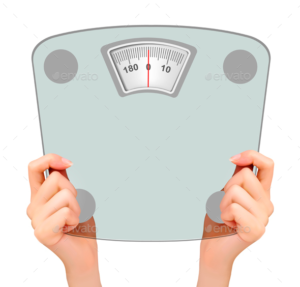Two Hands Holding Up a Scale Concept of Diet - Health/Medicine Conceptual