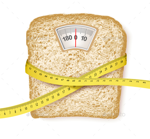 Weighing Scales in the Form of a Bread Slice - Health/Medicine Conceptual