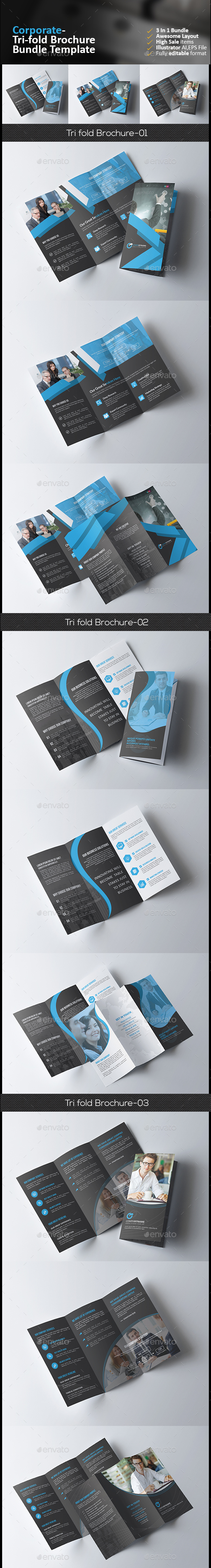 Tri Fold Brochure Bundle 3 in 1 - Corporate Brochures