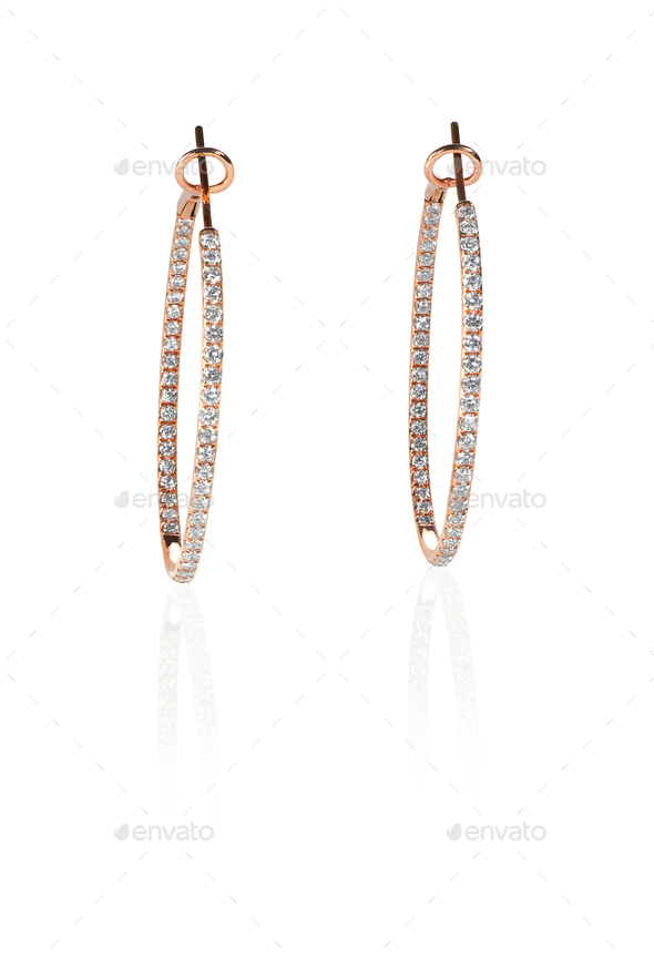 Pierced diamond hoop earrings in rose gold
