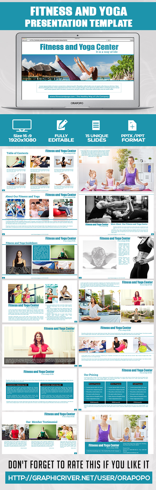 Cantiq ~ Fitness and Yoga Center Presentation - Creative PowerPoint Templates