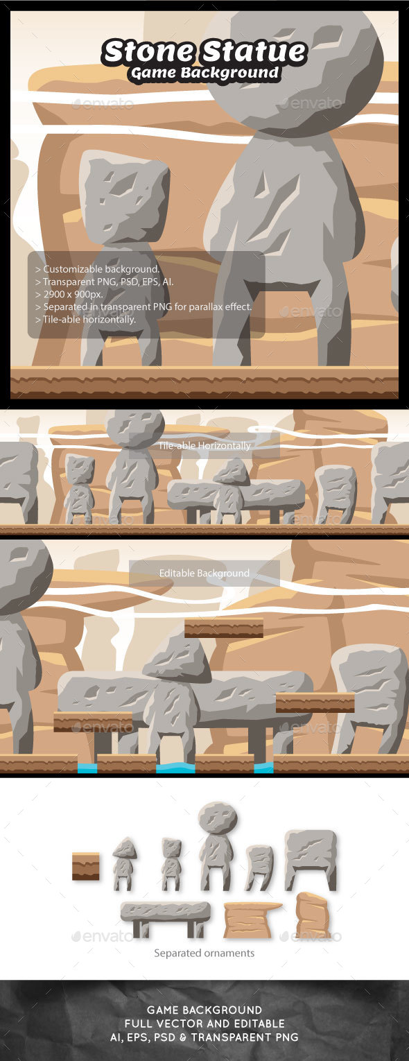 Stone Statue Game Background - Backgrounds Game Assets
