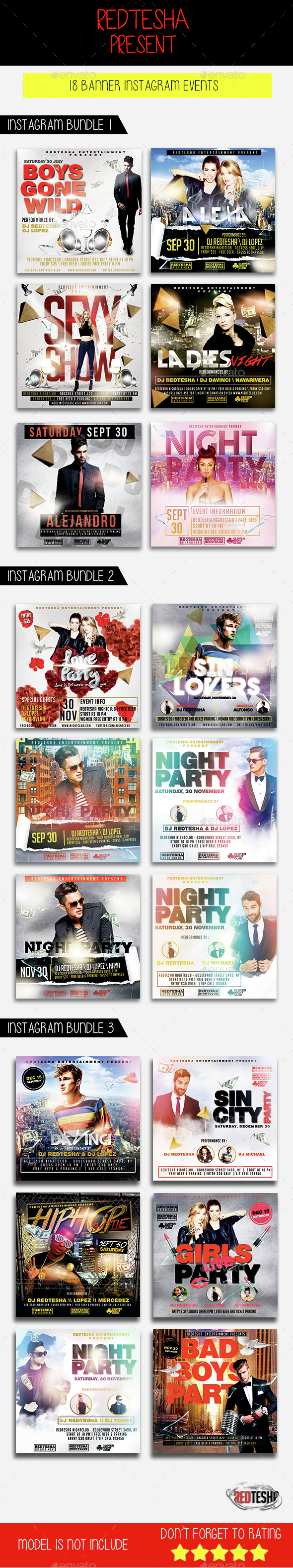 Instagram Banner Events Bundle - Banners & Ads Web Elements