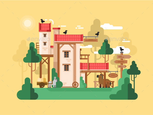 Farmland Real Estate Design Flat - Buildings Objects