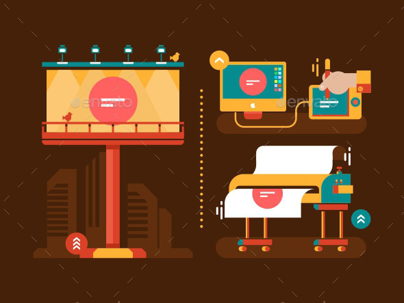 Process of Creating Outdoor Advertising - Miscellaneous Vectors
