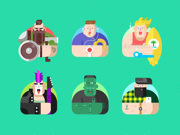 Avatar Design Flat Set - Miscellaneous Characters