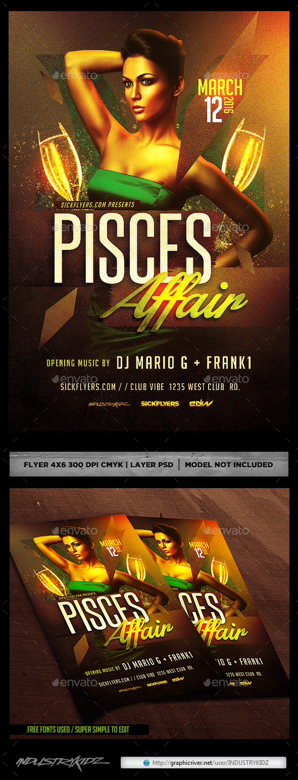 Pisces Affair Flyer - Clubs & Parties Events