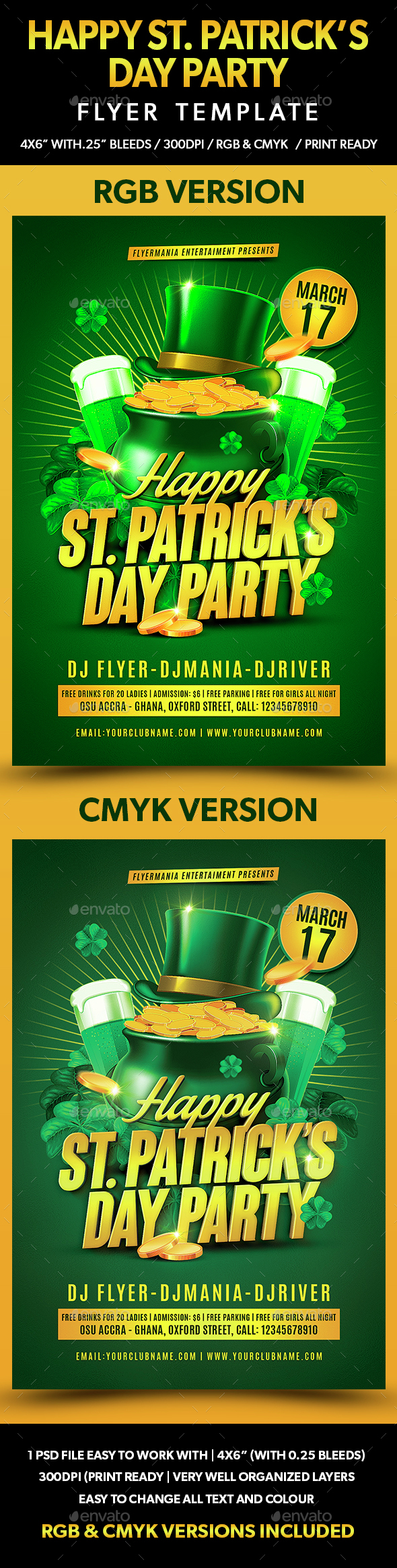 Happy St. Patrick's Day Party Flyer Template - Flyers Print Templates