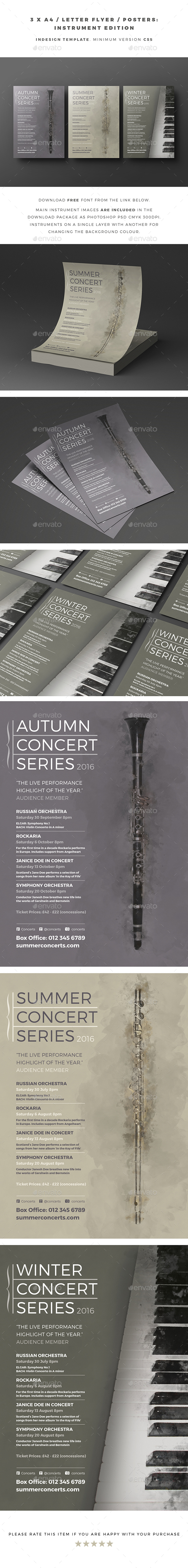 3 x A4 / Letter Flyer / Posters - Instrument Edition - Concerts Events