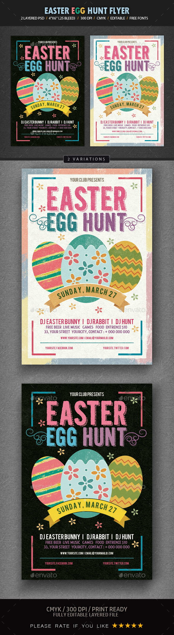 Easter Egg Hunt Flyer template - Events Flyers