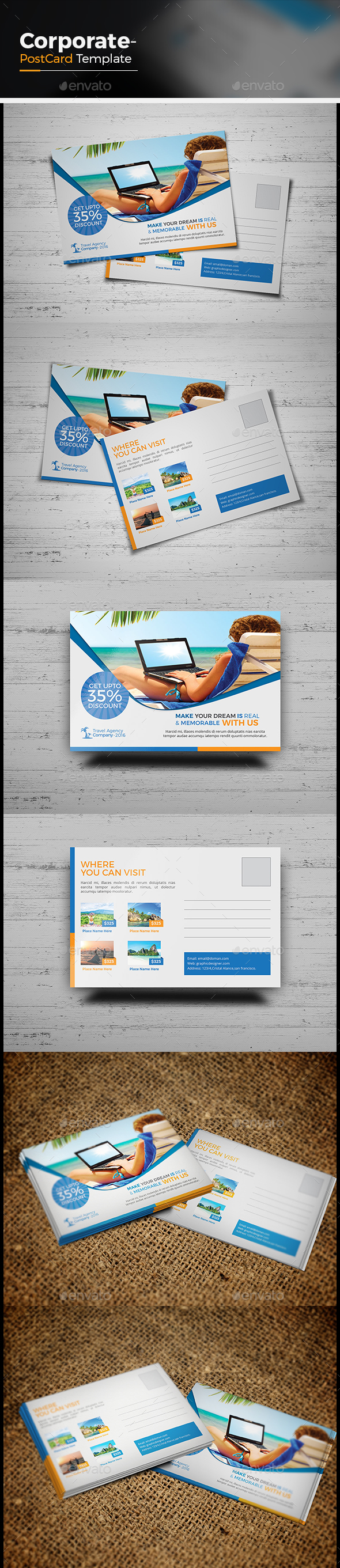 Travel Agency Postcard - Cards & Invites Print Templates
