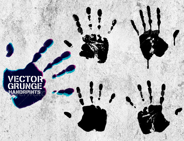 Vector Grunge Hand Prints - Man-made Objects Objects