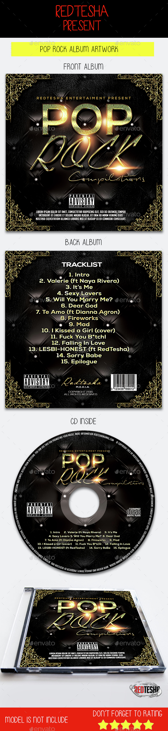 Pop Rock CD template - CD & DVD Artwork Print Templates