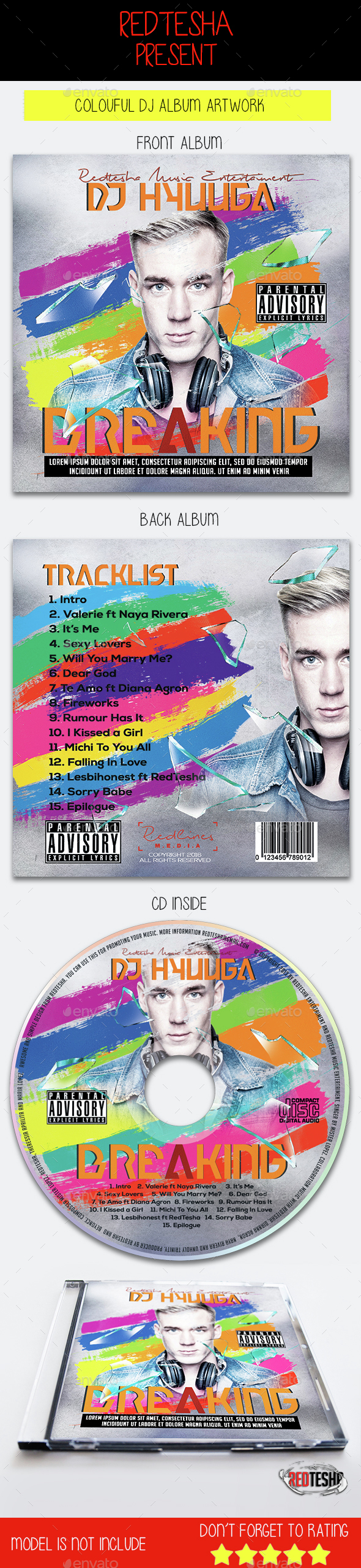 Colourful DJ CD Template - CD & DVD Artwork Print Templates