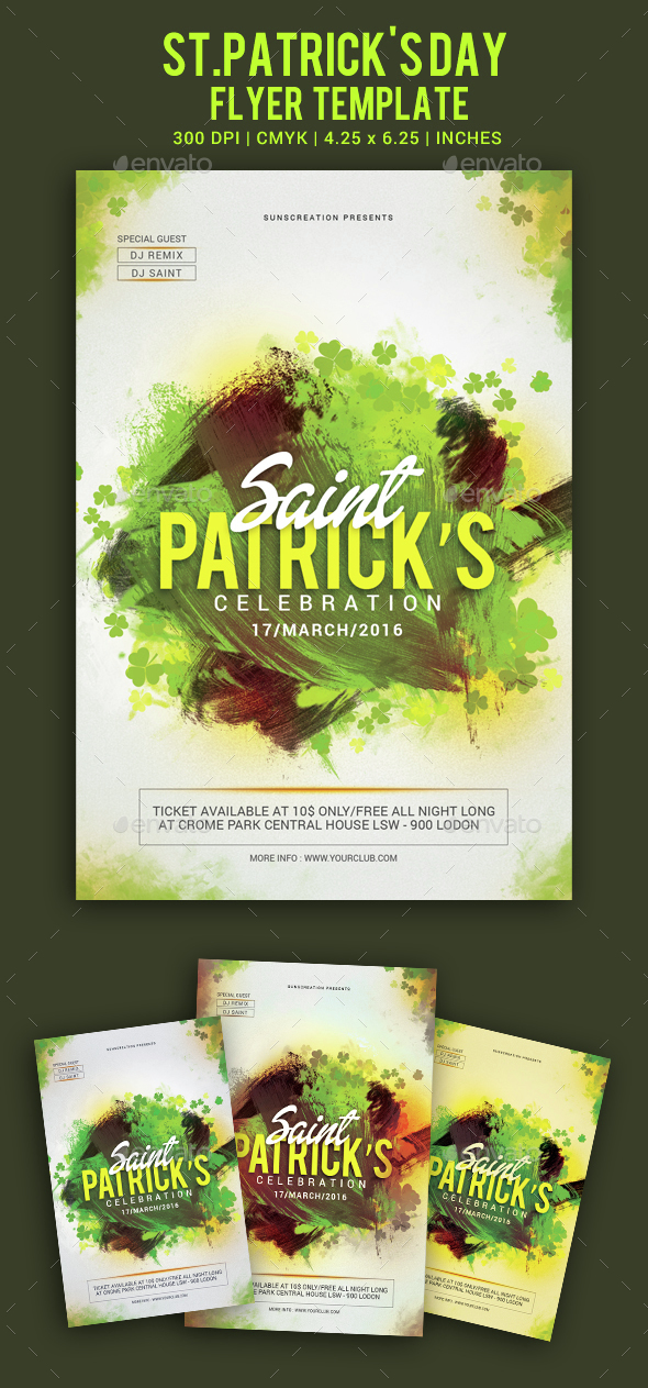 St.Patrick's Day Celebration Party Flyer Template - Clubs & Parties Events
