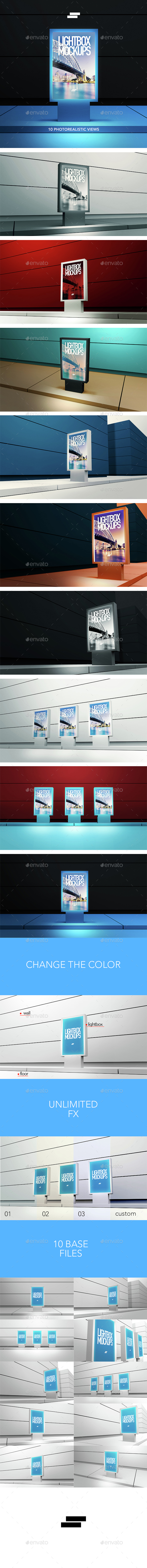 3D Lightbox Poster Outdoor Mock-ups - Signage Print