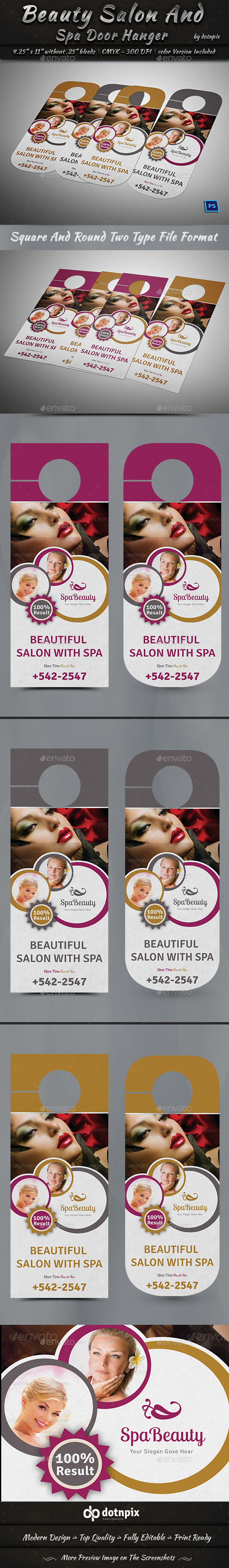 Beauty Salon And Spa Door Hanger - Miscellaneous Print Templates