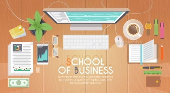 Workplace. Vector Illustration - Concepts Business