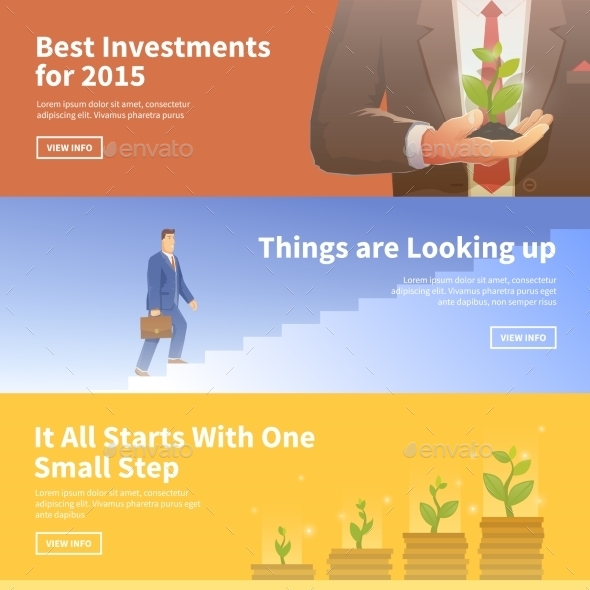 Stock Exchange Trading Set Of Web Banners. - Computers Technology