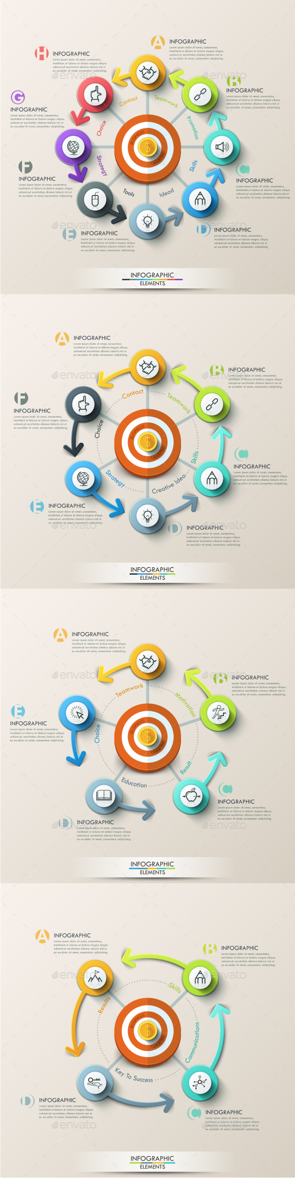 Modern Infographic Target Marketing Concept (4 Items) - Infographics
