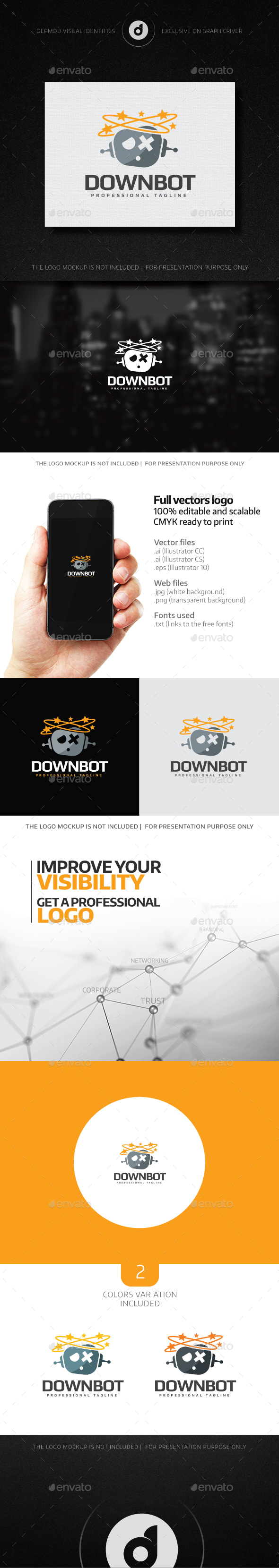 Down Bot Logo - Objects Logo Templates