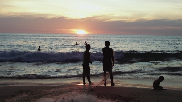 Fisherman At Red Sunset alt